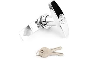 TEROR T Handle Lock,Rear Fixing T Handle Lock Tools Box Garage Door Lock with Keys for Trailer Caravan Canopy(Silver)