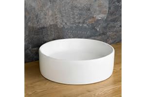 Clickbasin | Ceramic Round Counter Top Washbasin | Easy Install Option | 410mm Dia Family Sized Sink | Caserta