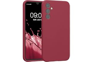kwmobile Carcasa Compatible con Samsung Galaxy A34 5G Funda - Case TPU y Silicona con Interior de Microfibra - Suave Protector antigolpes para móvil - Rojo lacre
