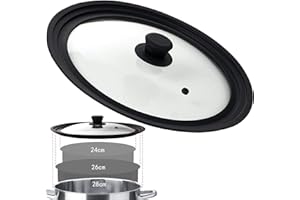 NCRGB Couvercle universel pour casseroles,poêles et poêles à frire avec bord en silicone résistant à la chaleur et verre trempé,convenant aux casseroles et poêles d'un diamètre de (24-26-28)