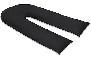 sleepdove 9Ft Large U Pillow Body/Bolster Support Maternity Pregnancy Support Pillow with Free Removable Cotton Blend Breathable Zip Cover - Made in UK (Black)