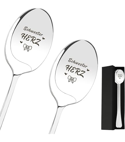 Gravierter Löffel Als Geschenk Für Schwester – „Best Sister Ever“ – Edelstahl, 19,3 Cm – Für Geburtstag, Schulabschluss Oder Langstrecken-Beziehung