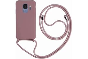 Ququcheng Funda Compatible con Samsung Galaxy S9 Plus,Ajustable Collar Correa de Cuello Cordón Cuerda Carcasa TPU Bumper Silicona Skin Caso para Samsung Galaxy S9 Plus-Rose Oro