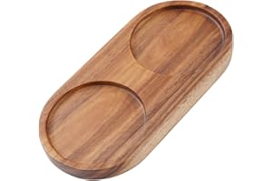 RUNFENG Bandeja para Molinillo de Sal y Pimienta,Bandeja de Madera Molinillo Posavasos para Puede Utilizar como Portavelas Portabotellas,Diámetro Interior 5,8 cm,14 x 6,8 x 1,5 cm