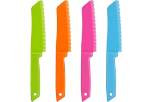 ONUPGO Ensemble de 4 Couteaux de Cuisine en Plastique - Couteau en Nylon Chef/Couteaux de Cuisine pour Enfants, Couteau à pâtisserie pour Enfants, Fruit, Pain, Gâteau, Couteau à laitue