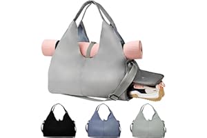 KYYLZ Sporttasche Damen Yogatasche Groß,Sporttasche Reisetasche mit Schuhfach,Wasserdicht Tragetasche für Yogamatten,Schwimmtasche Sport Gym Yoga Bag für Yogamatten & Yoga-Zubehör für Damen Grau