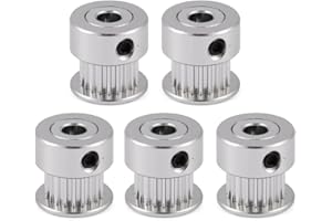 ‎TONYSA Tonysa 5 Stücke 2GT 5mm Zahnriemenscheibe, 5 PCs 20 T Bohrung 20 Zähne Zahnriemen,Aluminium Zahnriemenrad Kit für 3D Drucker mit glänzender Oberflächenerscheinung(5mm)