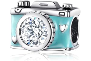 Symretie Bead Charm Ciondolo Argento Sterling 925 con Cubic Zirconia Pendenti per Pandora Braccialetti, Compatibile con Braccialetti e Collane europei Z4