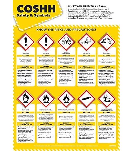 Poster Sicurezza Vsafety A2 – Grafico COSHH 594x420 Mm – Regolamento Sostanze Pericolose Per Ambiente Di Lavoro