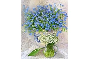 WOWDECOR Art Supplies - Kit de pintura para manualidades (40 x 50 cm), diseño de flores de Gypsophila, color azul