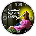 Geek Alerts 12inch Silent Wall Clock, Jesus Christ Look at The Time Modern Acrylic Print Wall Clock Battery Operated Quartz Religious Watch for Church Cathedral Baptism Christian Home Decor
