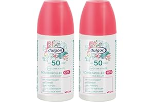 dulgon 2 protectores solares SPF 50 para niños, 100 ml, protección contra la radiación UVA y UVB, resistente al agua y a la humedad 24 horas, sin perfume, vegana y sin microplásticos