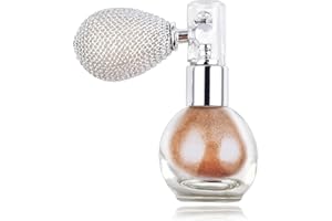AUBEIFOU Highlighter Polvo suelto Spray,Shimmer Sparkle Powder Maquillaje en aerosol,Spray Purpurina Cuerpo,Glitter Powder Spray,para Cabello Cara Cosmética(Bronce)