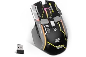 KUIYN Mouse G6 Tri Mode, mouse Bluetooth wireless 2.4G cablato di tipo C con retroilluminazione RGB 11, mouse da gioco meccanico con 10 pulsanti e pulsante di accensione, DPI regolabile