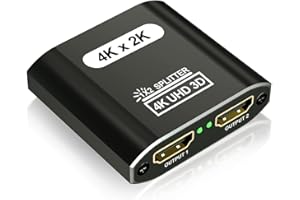 IVIVTOR HDMI Splitter 1 in 2 out - 4K Duplicador HDMI 1 Entrada 2 Salidas para HDTV Consolas de Juegos Admite Pantalla HDCP 3D UHD 1080P Y Monitores Portátiles, Solo Modo Espejo, Sin Modo Extendido