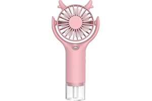 lineno Pulvérisation Portatif,Mini Ventilateur Portatif Rechargeable par USB - Refroidisseur d'air de Poche à main pour Camping,Bureau,Extérieur,Voyage (Rose)