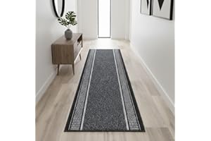 Tadi & Imperio1979 Alfombra Larga para Pasillo, Cocina, entradas Antideslizante de Colores Taupe y Antracita, Lavable en Lavadora y a Mano.