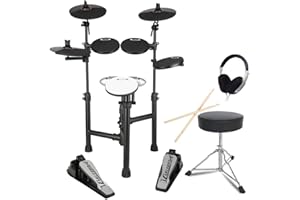 Carlsbro CSD120 Ultra Compact Electronic Drum Kit Bundle with Headphones, Stool and Drumsticks