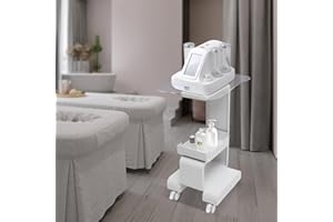 SHIYINGE Wózek kosmetyczny, wózek na kółkach, ładny, wózek roboczy, wózek biurkowy, wózek fryzjerski, mobilny wózek z koszem do przechowywania, kółkami, szklany panel, metal, nowoczesny, biały