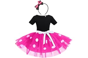 IWEMEK Infant Baby Toddlers Girls Christmas Polka Dots Birthday Princess Bowknot Tutu Dress Halloween Xmas Cosplay Carnival Pageant Cute Mouse Dress Up Fancy Costume Party Outfits with Headband 1-6Y