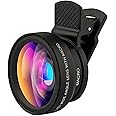 0.45x Macro Lens for Mobile Phone, Clip on Zoom Camera Lense for 15 14 Pro Max, Wide Angle Lens HD Camera Fit for IPhone Android, 2 Functions Telephoto Micro Lens