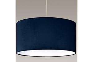CGC Lighting Modern Fabric Lamp Shade Solid Opal White Bottom Diffuser Drum Pendant Table Lamp Bedroom Dining Room Lounge (Navy Blue)