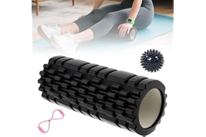 GRILLIX Foam Roller Rullo da Massaggio 3 in 1, Rullo Massaggio Muscolare con Sfere Massaggianti e Cordino di Tensione, Rullo Massaggio Muscolare Trigger Point, per Palestra, Yoga, Fitness e Pilates, Uomo e Do
