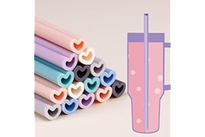 Tomorotec Silikonowe słomki do picia wielokrotnego użytku, 31 cm, w kształcie serca, 15 sztuk (kolory morandi)