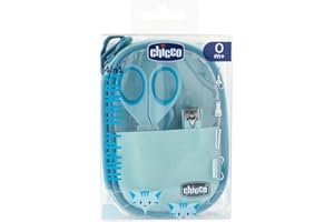 Chicco Set Manucure pour Bébé garçon, Avec Ciseaux, Lime en Carton, Coupe-Ongles, Brosse à Ongles, Idée Cadeau pour Bebé Garçon, bleu, 0 mois+