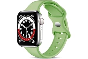 TEFLOTY Kompatibel mit Apple Watch Armband Ersatz Silikon Sport Armbänder, Ersatz Straps für iWatch Series 8 Ultra SE 7 6 5 4 3 2 1, 38mm/40mm/41mm/42mm/44mm/45mm/49mm (Grün, 42mm/44mm/45mm/49mm-S)
