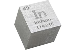 TIHONORI Indium Dice - 10mm Pure Metal Elements Dice - Laser Engraved High Density Dice Set for a Collection of Periodic Table of Elements - Indium