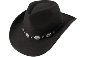 Geebuzz Men Women Cowboy Cowgirl Hat Classic Wide Brim Western Pinch Front Cowboy Hat with Belt