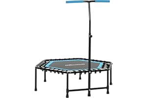 SPORTNOW Trampoline de Fitness 114 cm avec Cordes élastiques, poignée réglable sur 3 Positions, Trampoline Adulte Charge 100 kg Stable et Silencieux pour entraînement intérieur