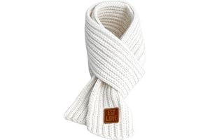 Toumett Kids Scarf,Kids Autumn Winter Knit Scarves,Boys Girls Scarf,Soft Knitted Neck Warmer Kids Scarf,Black/White/Pink Solid Scarf