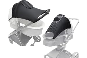 iNszkoos Universal Fit Baby Pushchair Sun Shade Cover Elastic Soft UV Protection Travel Stroller Canopy Foldable Lightweight Pram Sunshade Infant Sun Covers Travel Essentials, Black