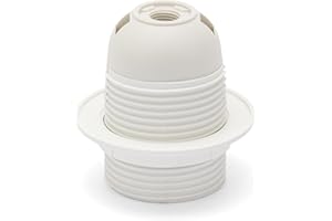 VELAMP Douille thermoplastique E27. Partiellement filetée, avec écrou à anneau. Blanc