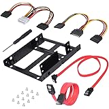 DEEPFOX Dual 2.5 Inch SSD/HDD to 3.5 Inch Internal HDD mounting frame Hard Disk Drive Mounting Kit Bracket [SATA and Power Ca