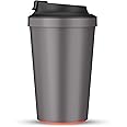 ARTIART coffee Cup, Spill-Proof Coffee mug, Idea Café Patented Design & Suction Technology coffee cup with Sipper Lid, 340 ML Hot & Cold Coffee Mug - Grey