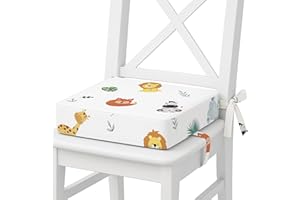 TOTSY BABY Cojin elevador para silla infantil para comer 32x32x8 cm - Alzador elevador para sillas de niños y niñas Cojín base elevadora con inserto de espuma y funda lavable Safari