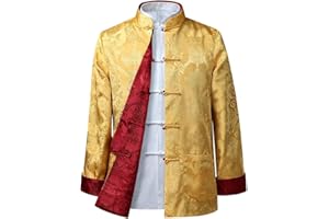 BOZEVON Männer/Frauen Chinesische Tang-Anzug Oberseiten - Beide Seiten Beschichten Jacke langärmelige Kampfkunst Kung Fu Hemden Chinesische Tang-Klage Nationale Kostüme
