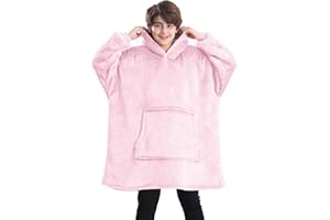 Lushforest Blanket Hoodie for Kids, Oversized Blanket Hoodie for Girls Boys, Wearable Blanket Hoodie Sweatshirt, Super Soft Sherpa Fleece Dressing Gown Throw Hooded Rob with Pocket