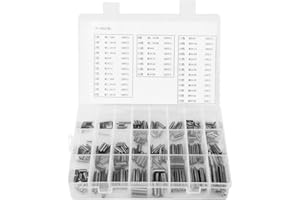 TANGXI 280Pcs M1.5 / M2 / M2.5 / M3 / M4 / M5 / M6 / M8 Assortiment de broches à rouleau avec coffret de rangement, Kit de goupilles à ressort fendues en acier inoxydable 304