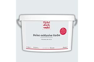 derendo Fühl Dich Wohl Deine Farbe grau, matte Wandfarbe grau, hohe Deckkraft, verschiedene Grautöne zur Auswahl (5L, Lichtgrau 15-16)