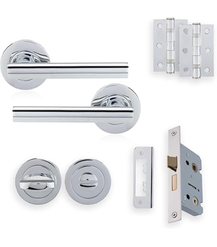 Maniglia Moderna Per Porta Interna Style Bicolore Comit Ottone Cromato - Foto 3