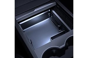 LANTU Consola Central Organizador para Tesla Model 3 2024, Diseño Translúcido con Antideslizante, Caja de Almacenamiento Tesla Model 3 2024, Accesorios Highland (Negro)