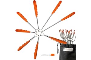 Grillspieße, 8 Stück,30-115cm, OrgMemory Grillspieße Teleskop, Grillspiess Edelstahl perfekt für Picknick Camping Campfire BBQ Camping Hot Dog Gemüse