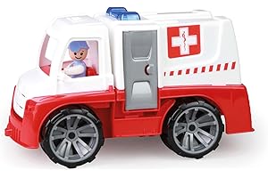 LENA d'urgence TRUXX avec Figurine et civière, Accessoires, Ambulance avec Portes ouvrantes, véhicule Jouet pour Enfants à partir de 24m +, 04456, Argenté et Bleu