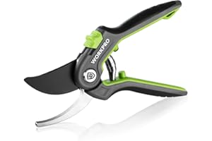 WORKPRO 200 mm Secateurs & Pruning Scissors, Heavy Duty Garden Pruner | SK5 Blades, Safety Lock, Labor-Saving Spring, Ergonomic Handle
