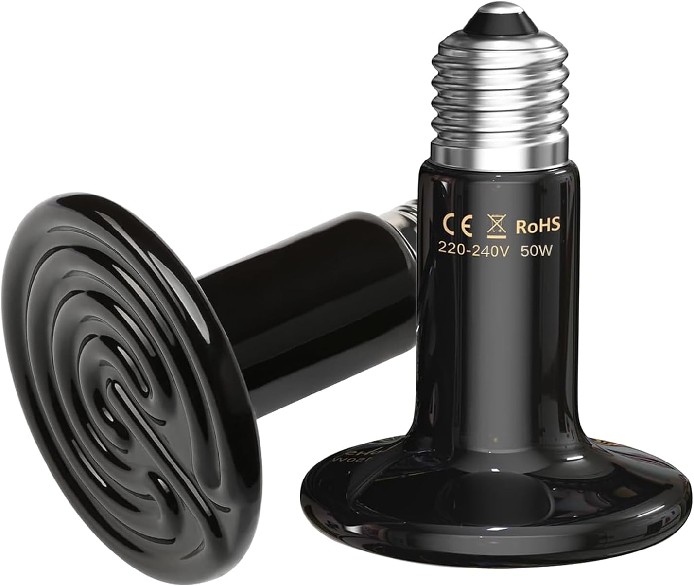 Bocguy 2 Piezas emisor de calor de cerámica,50W Bombilla de calor para reptiles,Calor Bombilla Ceramica Reptiles,emisor de calor de cerámica para reptiles,lagartos,serpientes,pollos,perros,gatos