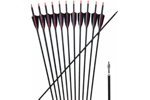 ACCMOS Spine 500 Archery Carbon Arrow 23-30inch with 3'' Turkey Feather, Removable Arrow Head, for Recurve Bow Compound Bow Hunting 12pcs